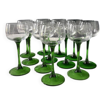 Lot de 12 verres Roemer alsacien pied vert