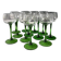 Set of 12 Alsatian Roemer glasses with green stems.