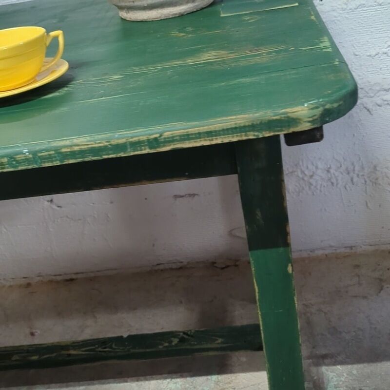 Old green farm table