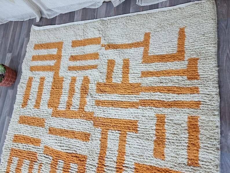 Handmade Berber rug Azilal orange size 150 x 250 cm