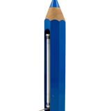 Pierre Sala, postmodern blue Pencil table lamp, Ed. Vilac France 1980s