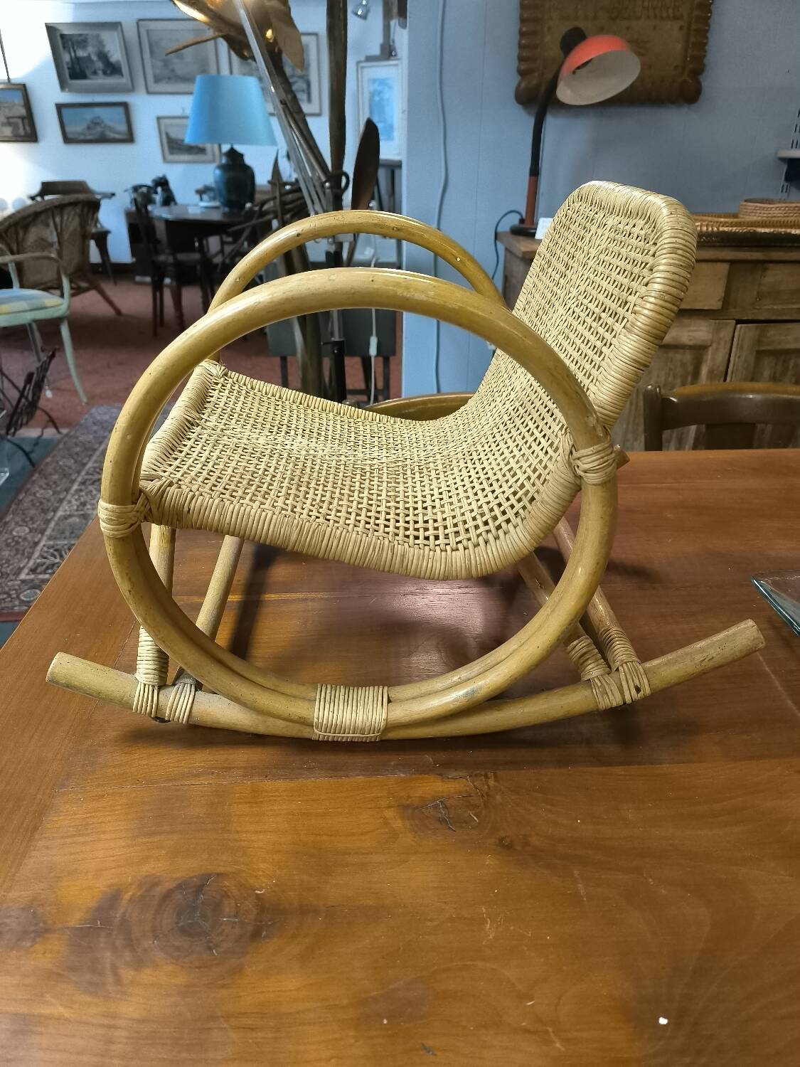 Child's rocking chair in rattan
