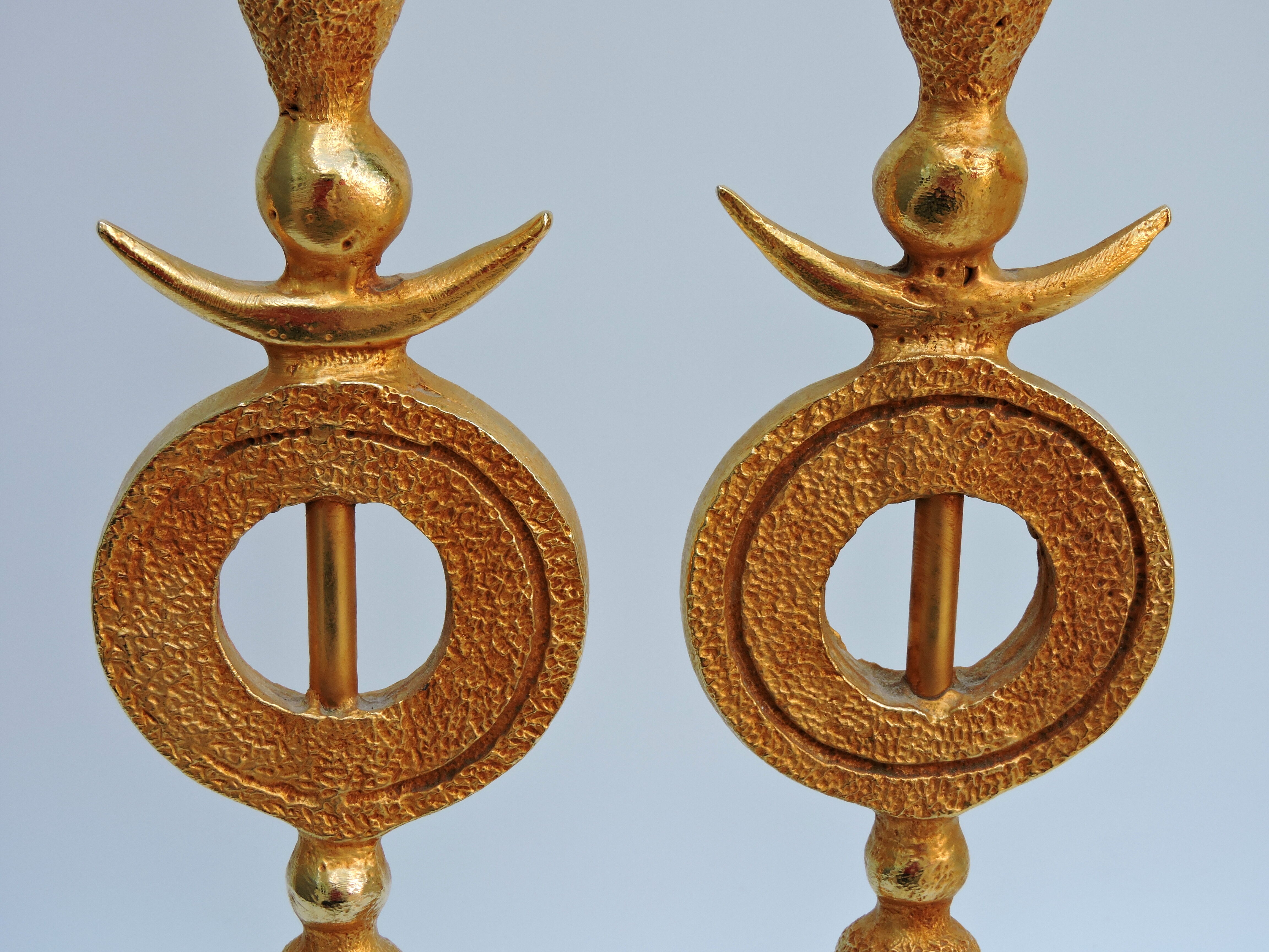 Pair of Gilded Bronze Lamp by Pierre Casenove for Fondica, France