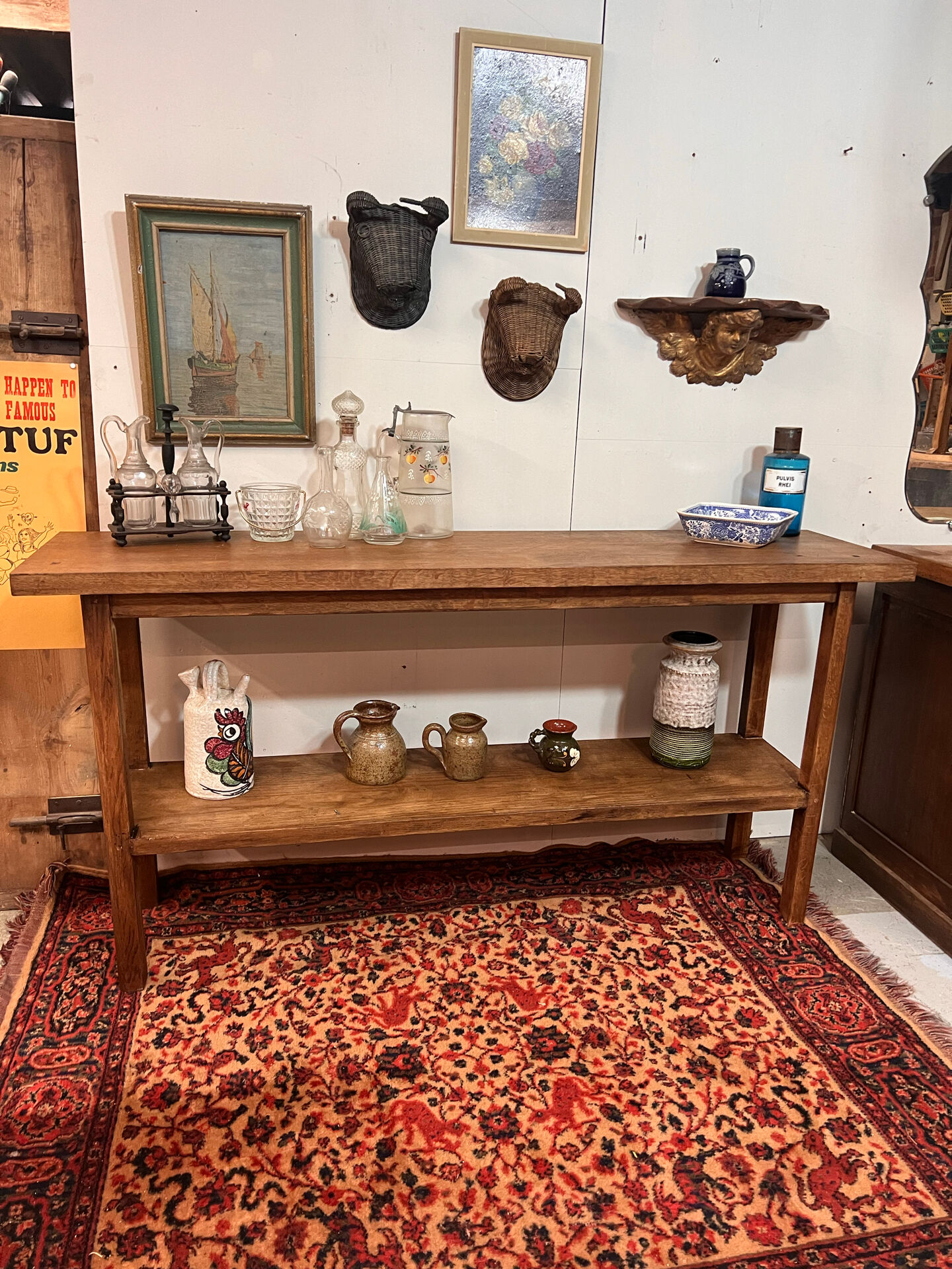 Ancienne console d’atelier en chêne