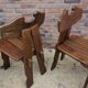 Dutch brutalist solid oak dining chairs, 1970s, set of 4
