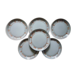 Dessert plates Niderviller 1960 sandstone enamelled, model Maille