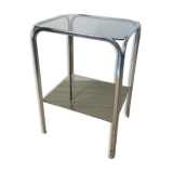 Chrome smoked glass side table