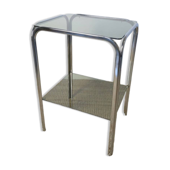 Table d'appoint chrome verre fumé