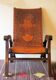 Tiahuanaco design tooled leather folding armchair by Angel Pazmino, Ecuador