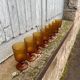 8 vintage amber moulded glass glasses