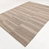 8x10 Brown & Beige Striped Large Kilim Rug, 225x309Cm