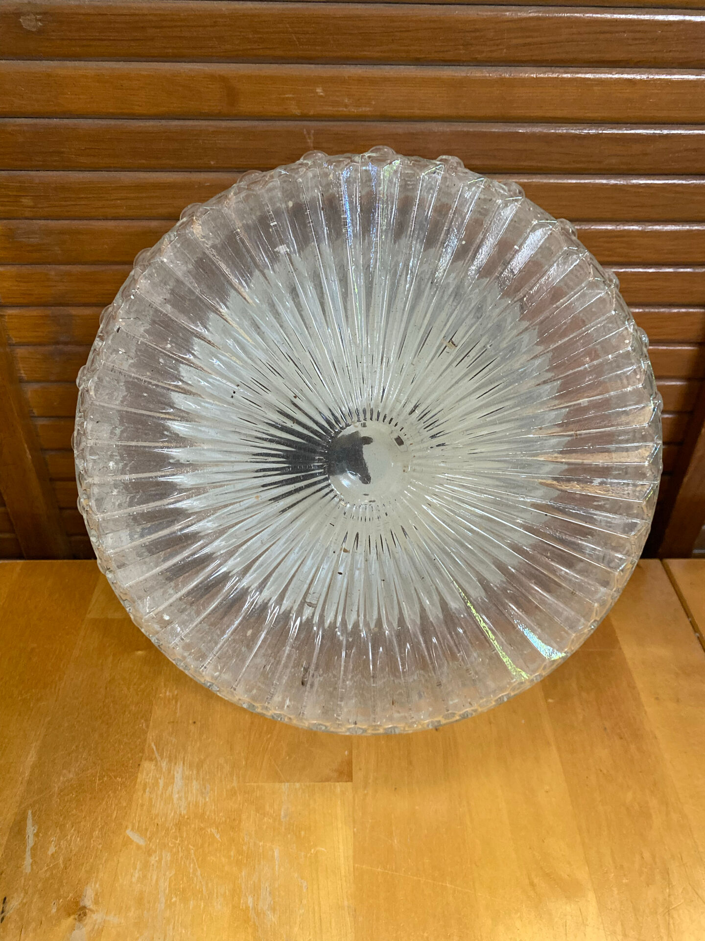 Vintage Black Metal Support + Moulded Glass Ceiling Light Fixture