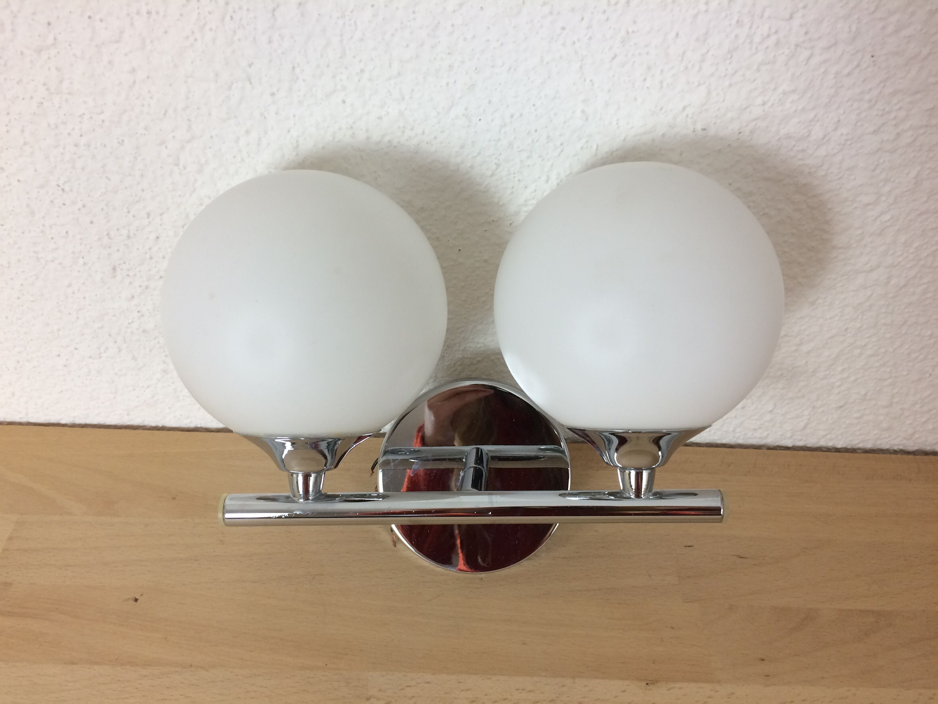 Double globe chrome and opaline 1970