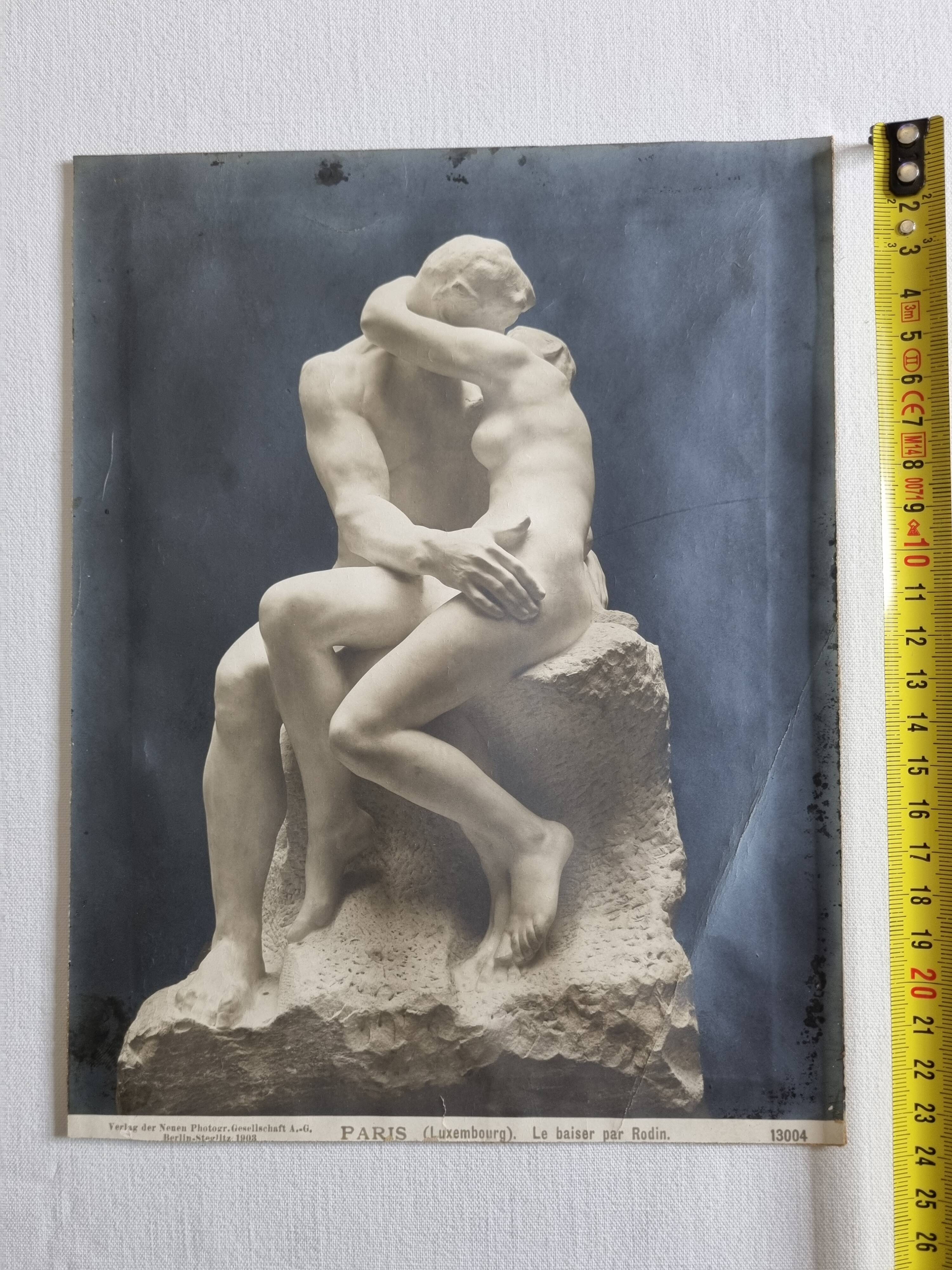 Old silver print, "Rodin's Kiss", 1903, 18 x 24 cm