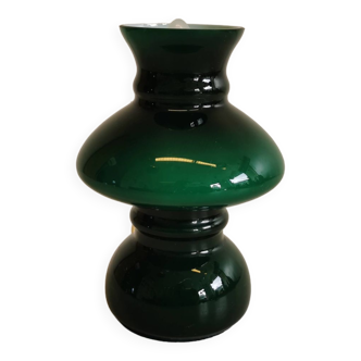 Small table lamp from the 50s in green double layer glass. Produced by Danish Homegaard.