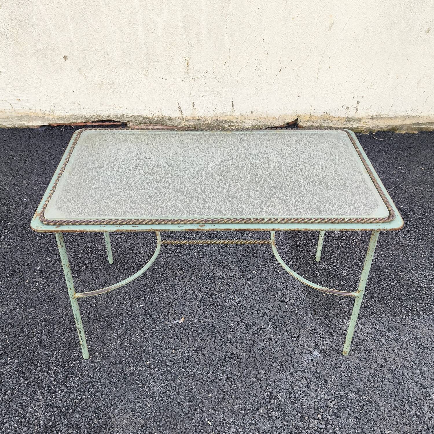 Glass and metal coffee table, Neoclassical/Art Deco