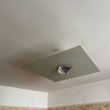 Modernist square sandblasted glass ceiling light topped with a vintage Art Deco mirror pyramid