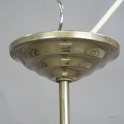 Functional Bauhaus-style pendant light with opaline glass shade.