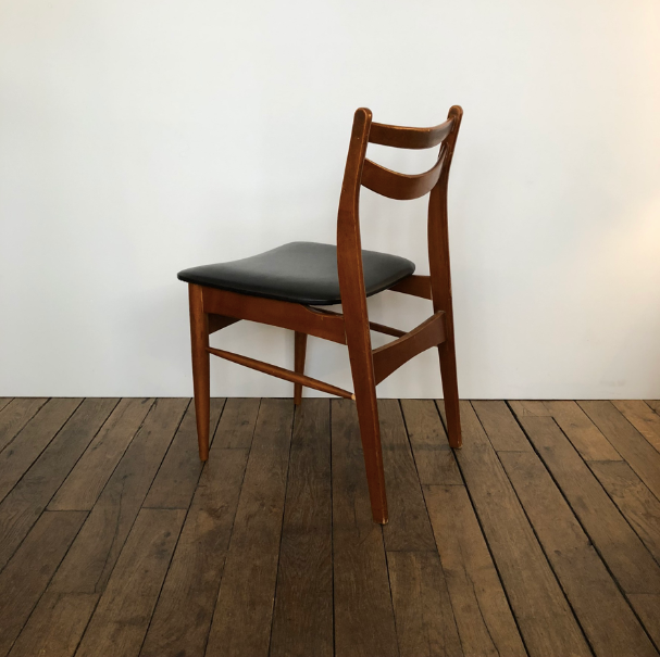 Scandinavian chair wood and black skai