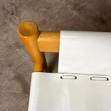 Safari armchair in white leather by Ibisco, Italian design, 1970s.