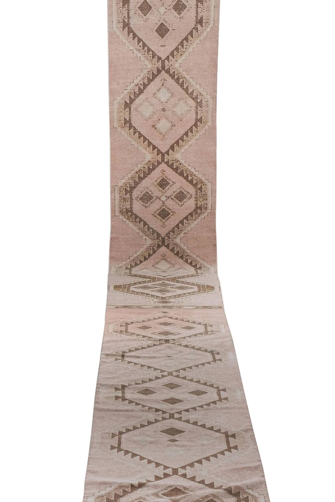 Vintage Turkish hallway rug 85x897 cm