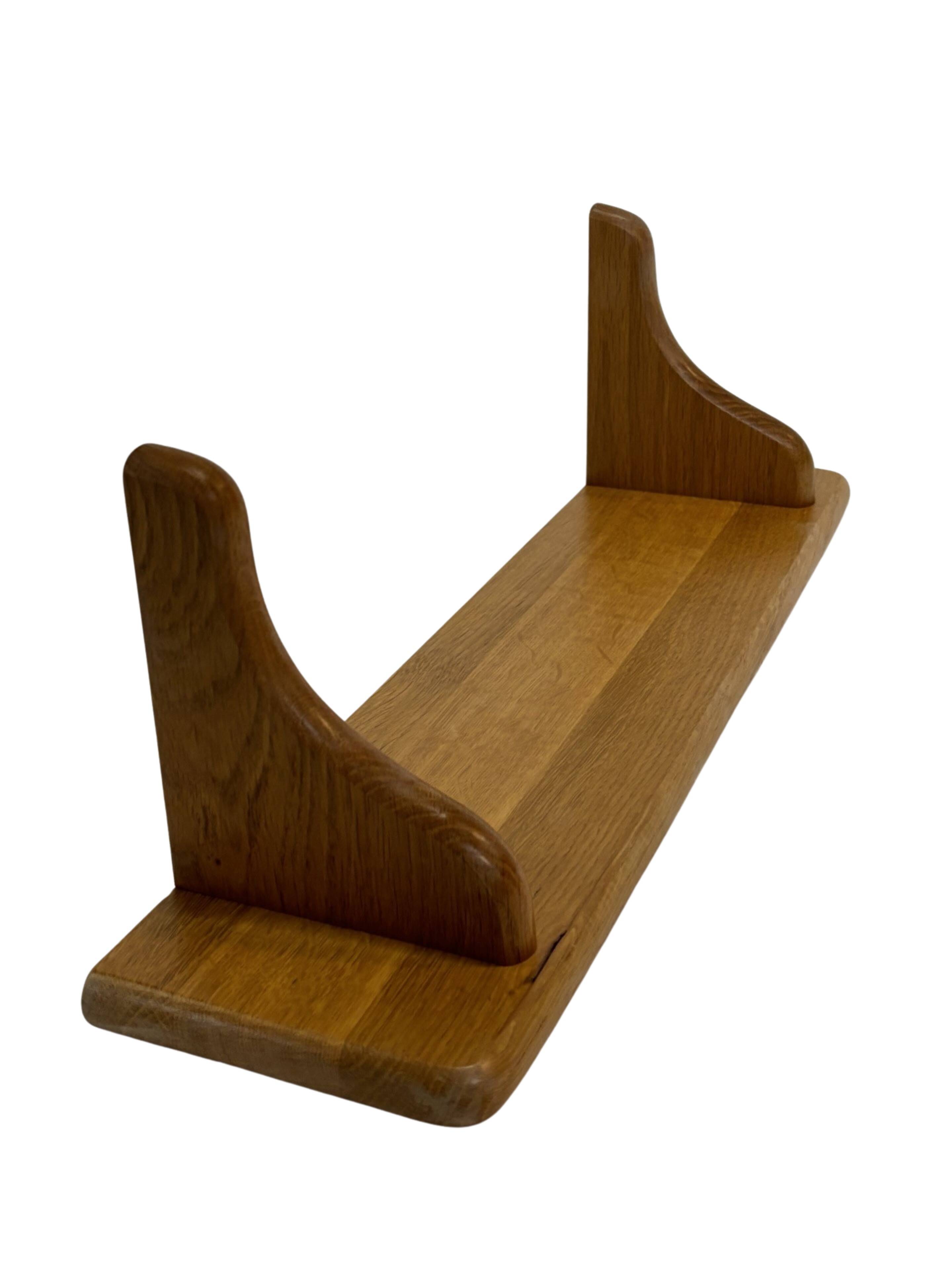 Vintage oak wall rack book shelf 1970s wood minimalist design