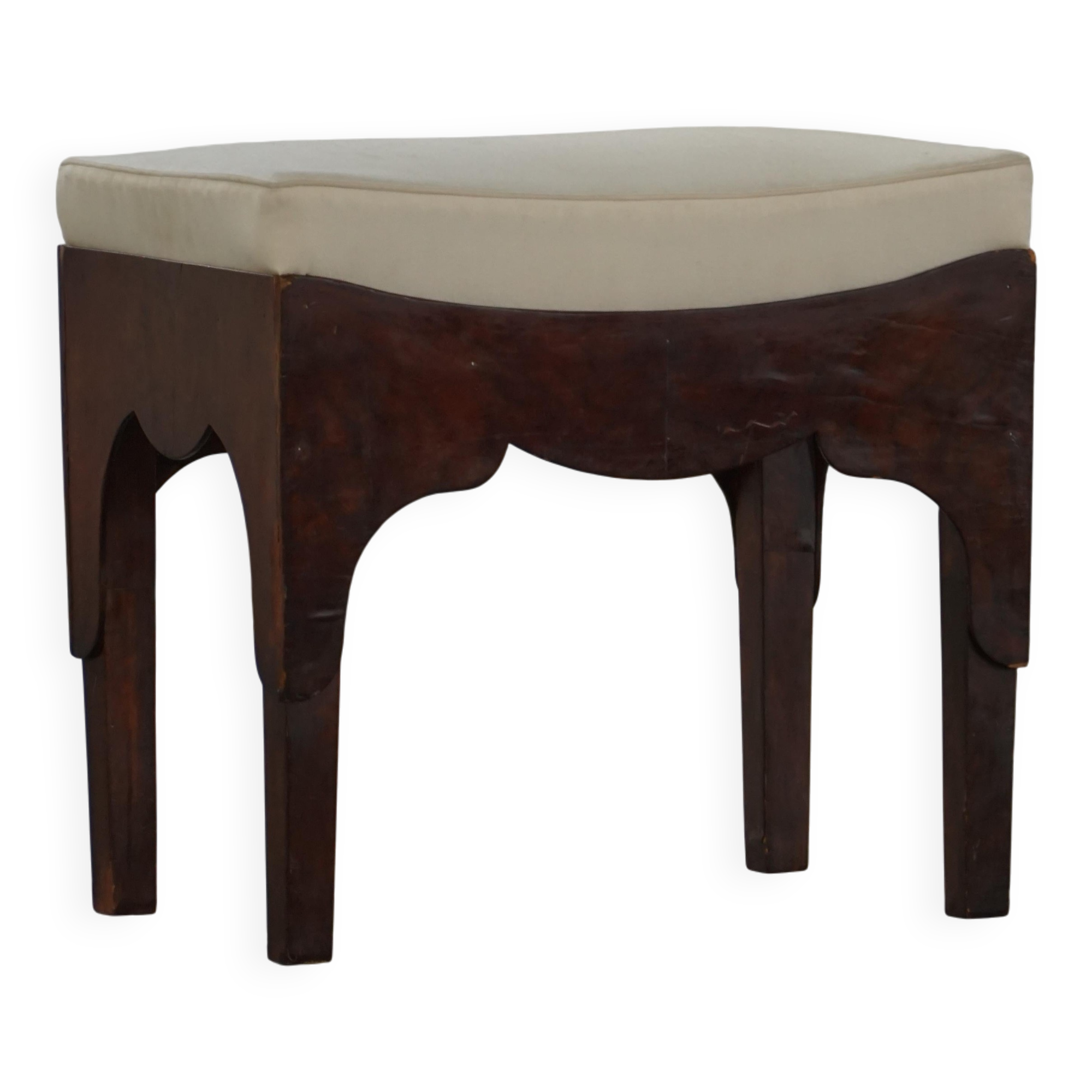 Early 20th-century mahogany vanity stool, made by a Danish cabinetmaker.