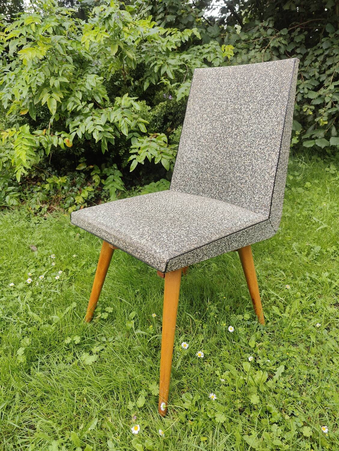 Scandinavian chair in grey faux leather and wood, 1960s.