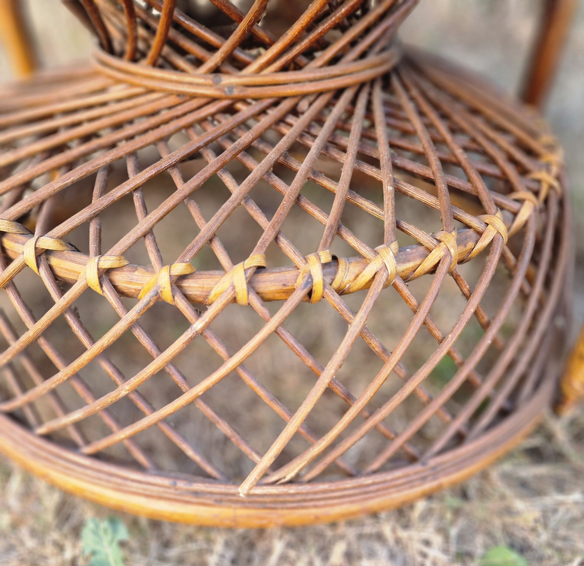 Peacock or Emmanuelle armchair in wicker from the 1970s.