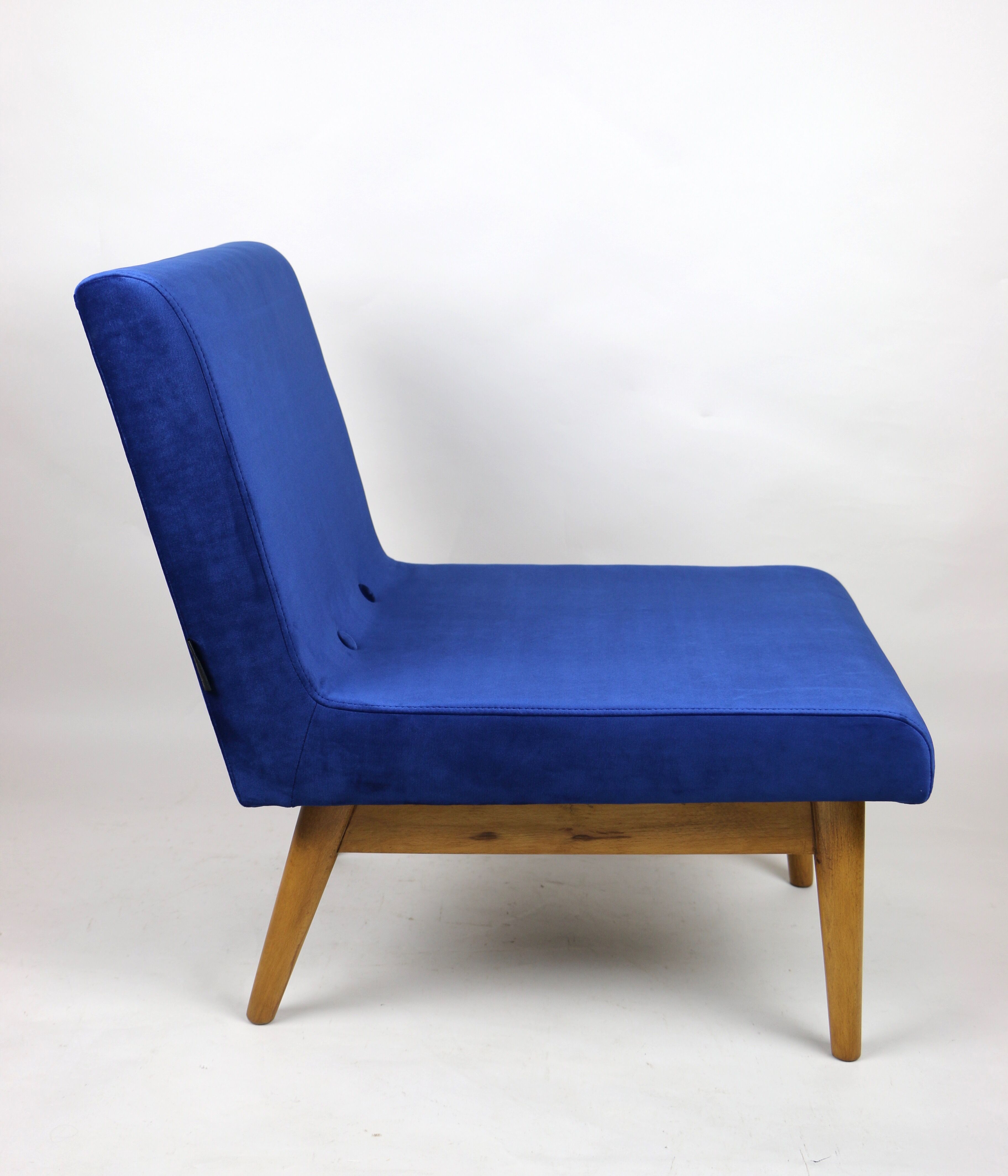 Vintage Blue Velvet Lounge Chair, 1970s