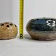 Set of two enamelled stoneware flower vases from "Vezelay" signed