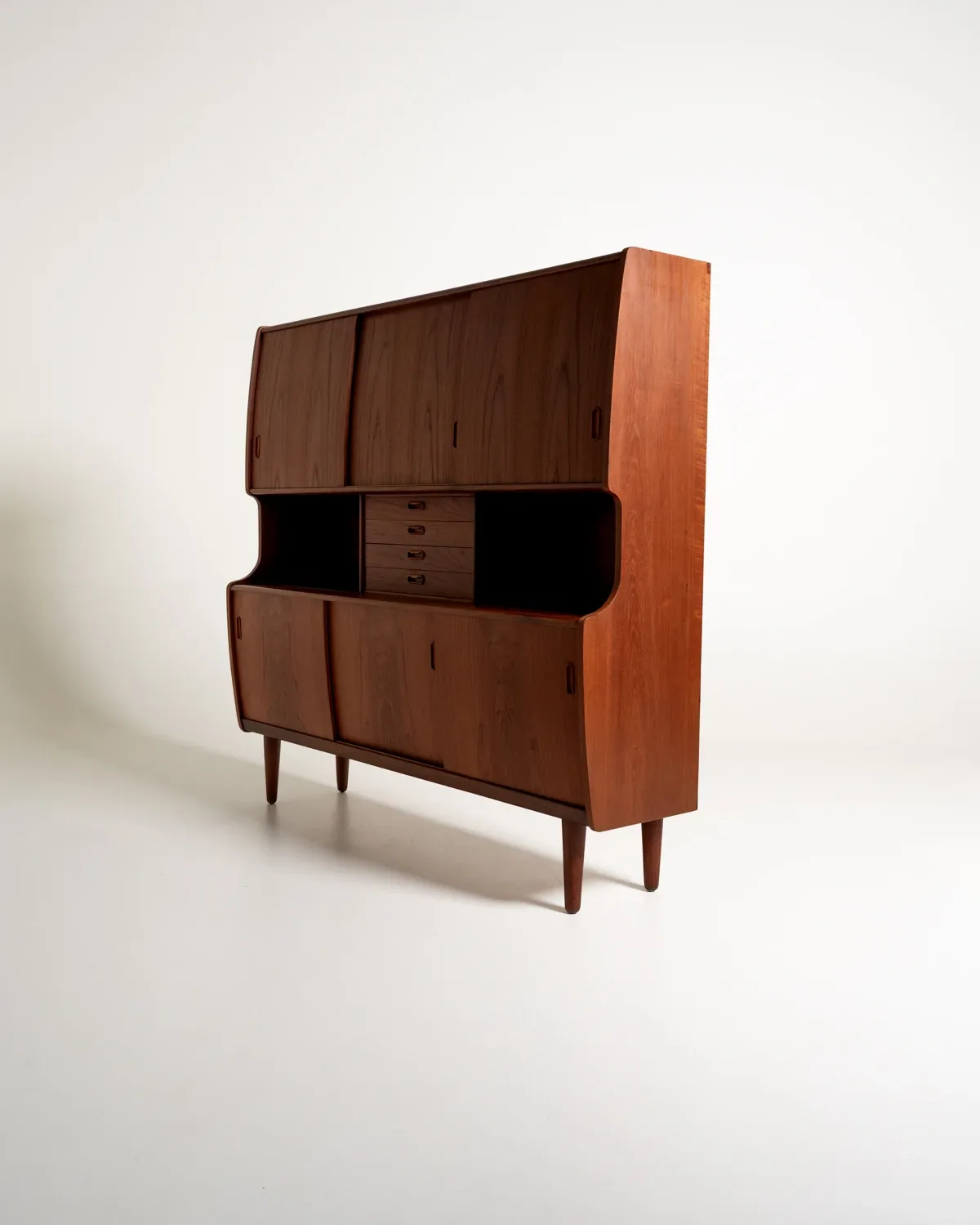 Danish Teak Highboard with Bar Cabinet