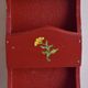 Vintage mail holder and matching plant holder in red painted wood - floral decor - 1970s