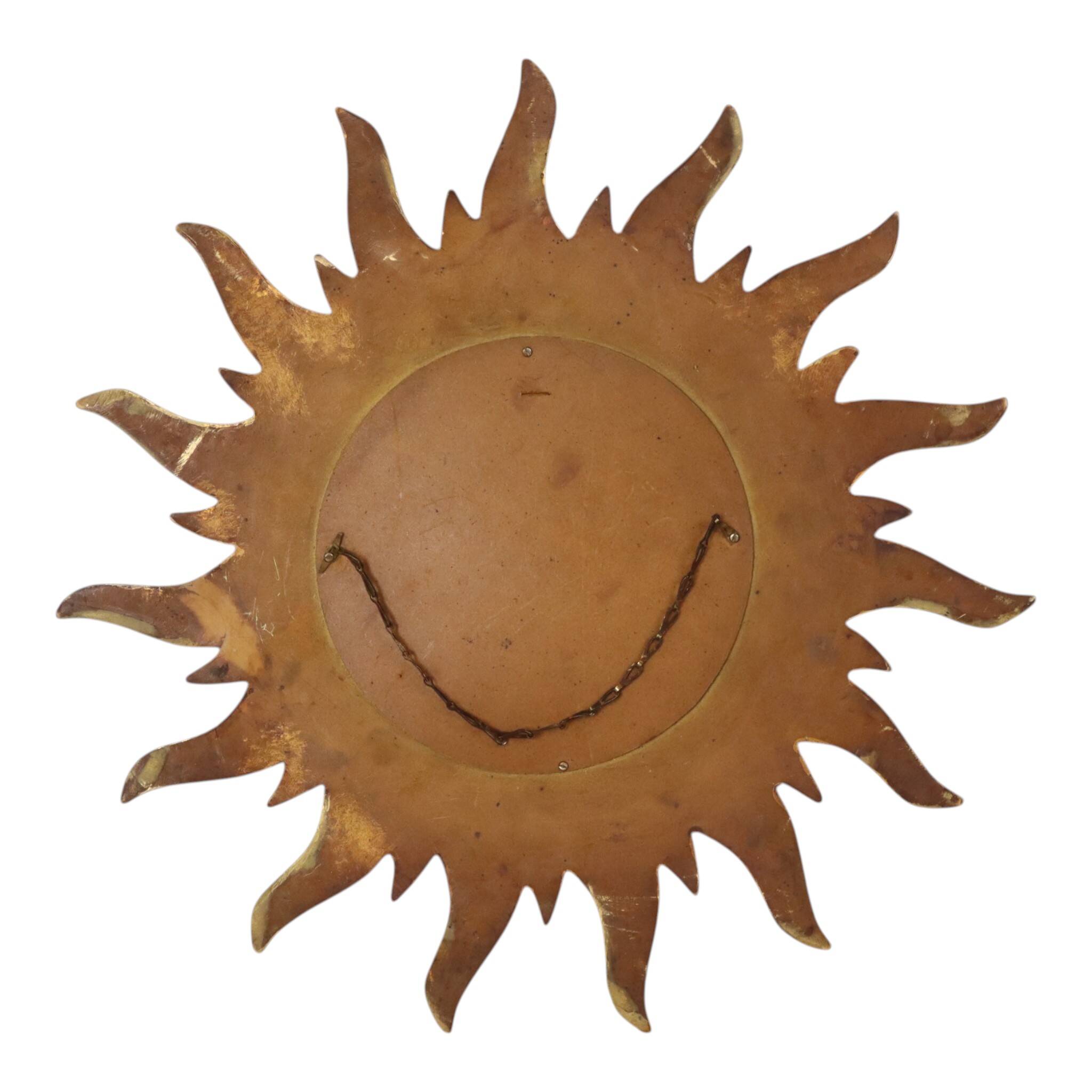 Vintage Gold Sunburst Convex Mirror 54cm