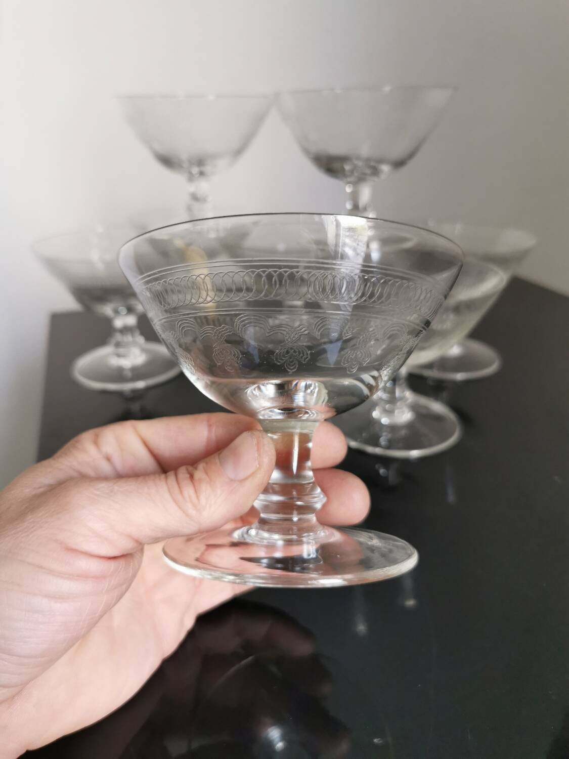 Lot 8 Old crystal champagne glass