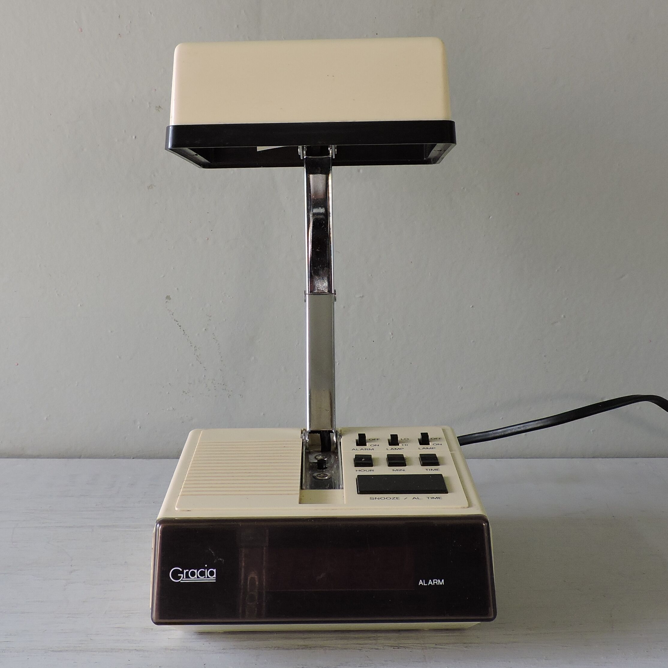 Foldable vintage alarm clock lamp Gracia 70s