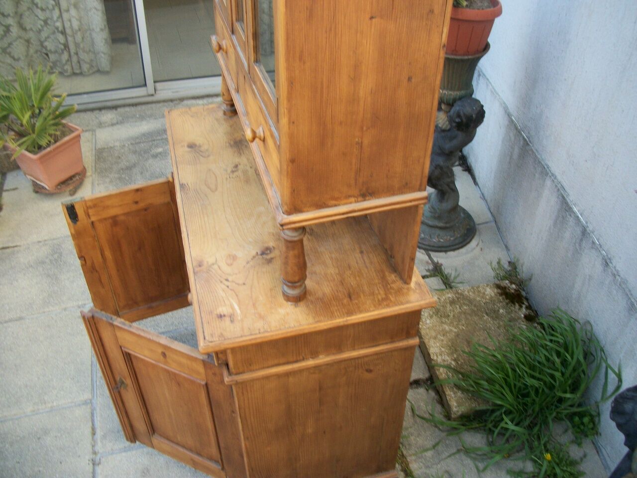 Buffet vitrine pin massif
