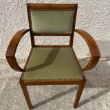 Pair of green velvet bridge armchairs