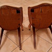 Pair of Louis XV chairs – carved wood & antique upholstery – late 19th century