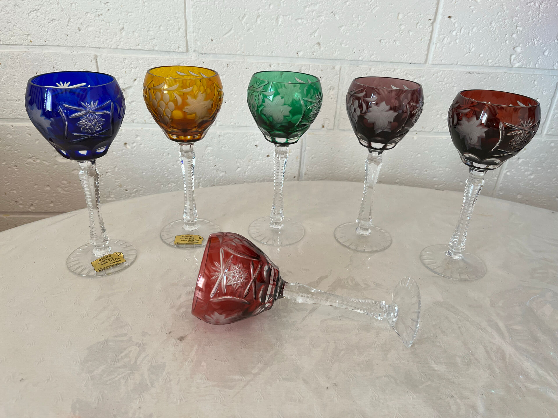 Set of 6 Lorraine crystal glasses