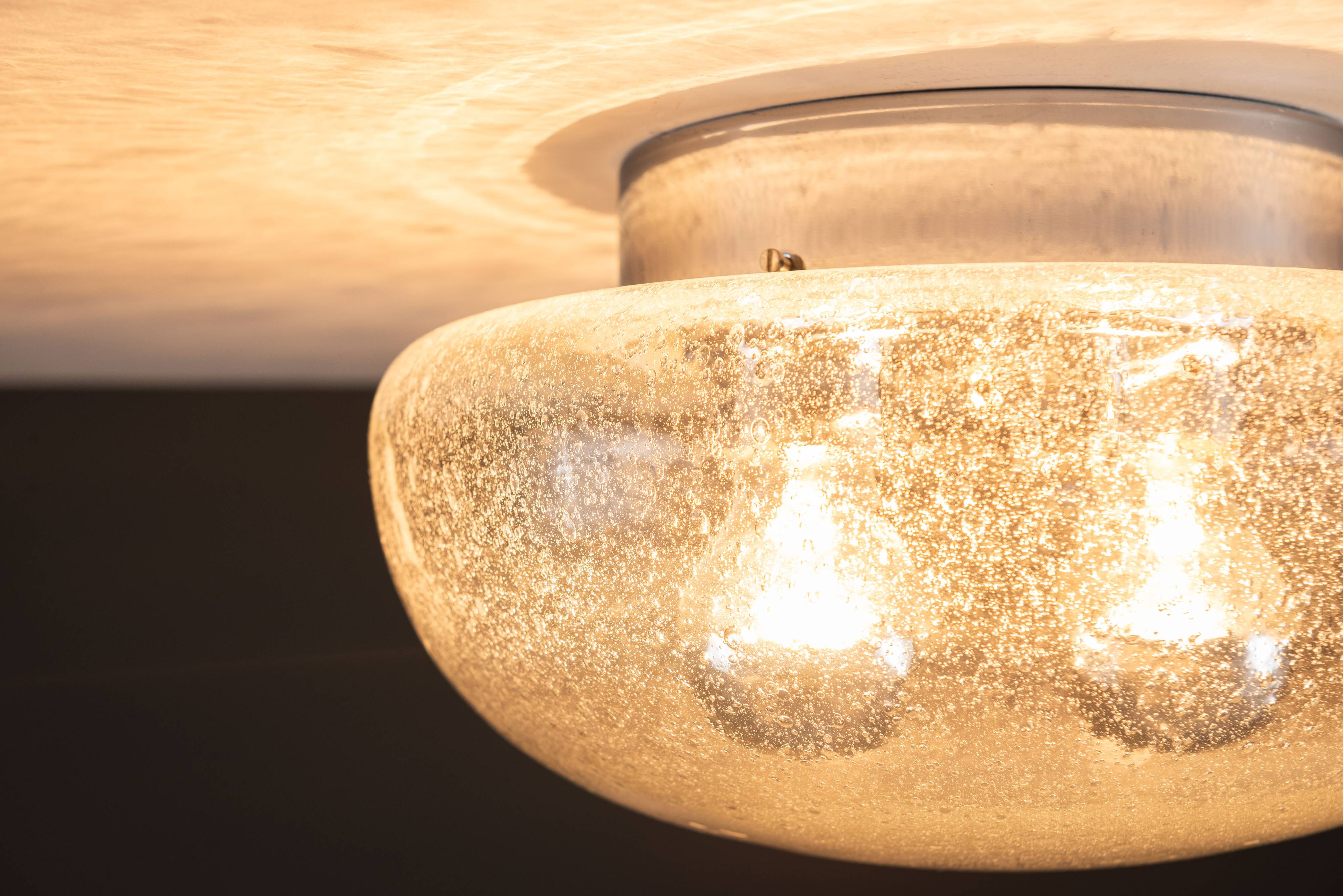 Bubble glass and chrome ceiling lamp