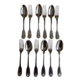 Christofle Alfenide silver cutlery, Coquille/Vendôme model, x6 or 12