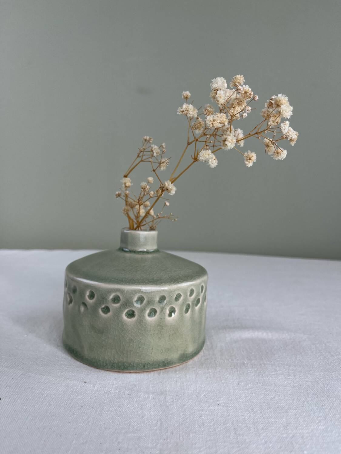 Celadon green artisanal vase