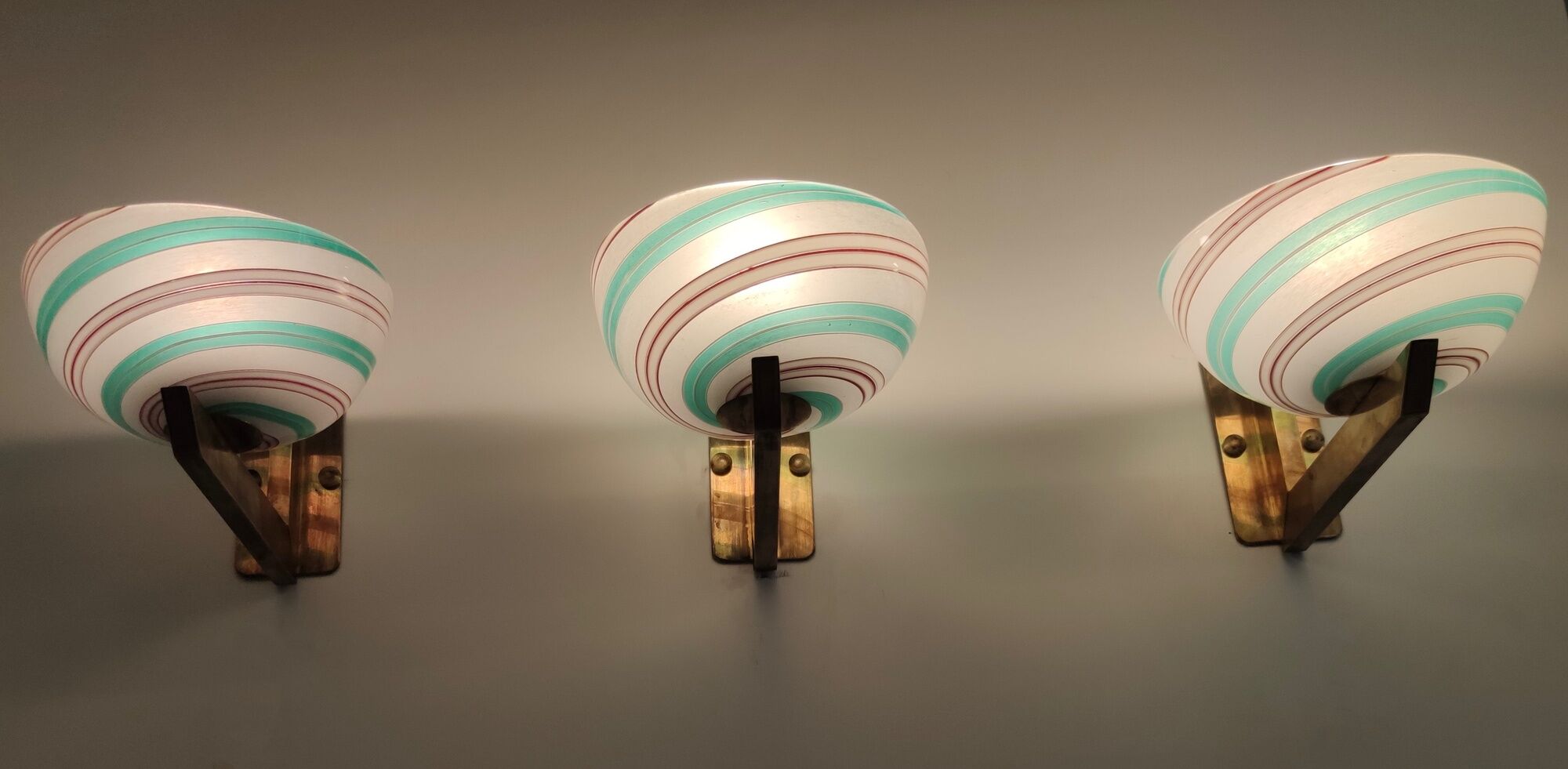 Murano Glass and Brass Wall Light by Dino Martens for Aureliano Toso, Italy