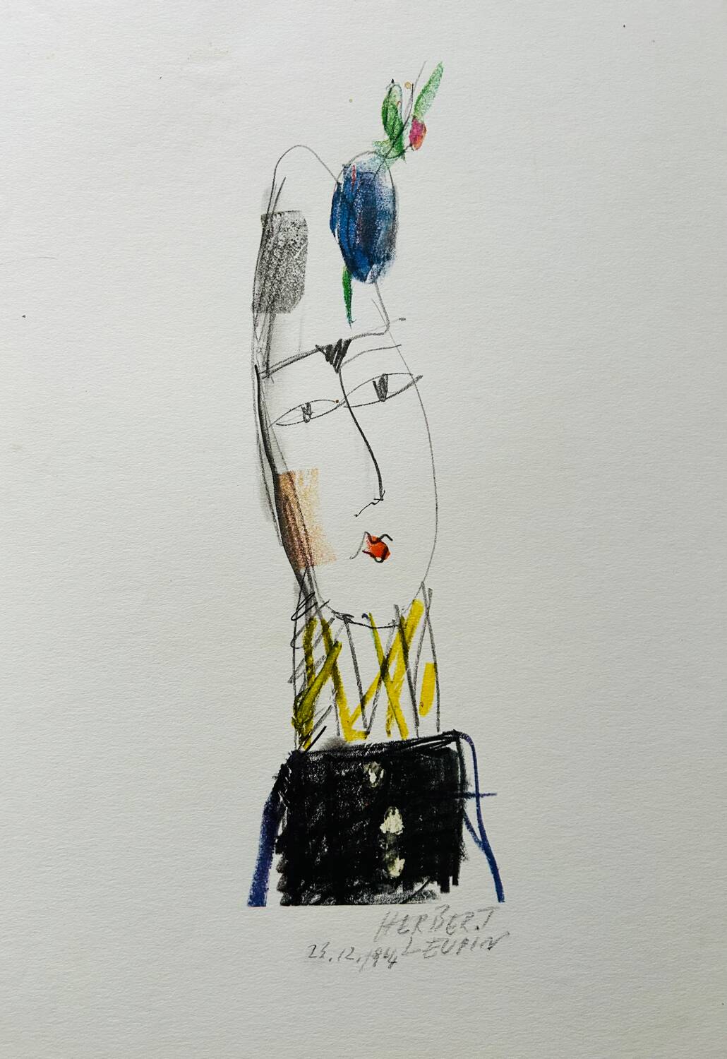 Lithographie originale « Clown Blanc » d'Herbert Leupin, 1964