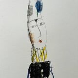 Lithographie originale « Clown Blanc » d'Herbert Leupin, 1964