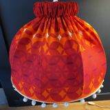 Vintage lampshade pendant lamp in orange and red fabric
