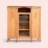 Armoire parisienne vitrée Art Déco asymétrique en chêne brut, 1930