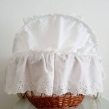 1970s rattan cradle/bassinet with hood and arch