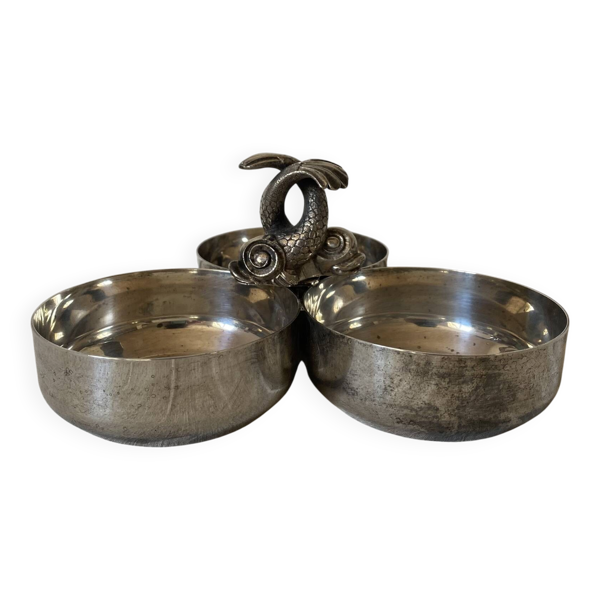 Plat serviteur argenté poissons